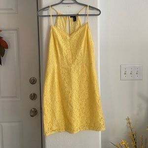 Forever 21 Yellow Lace Dress With Cut Out Back Size M